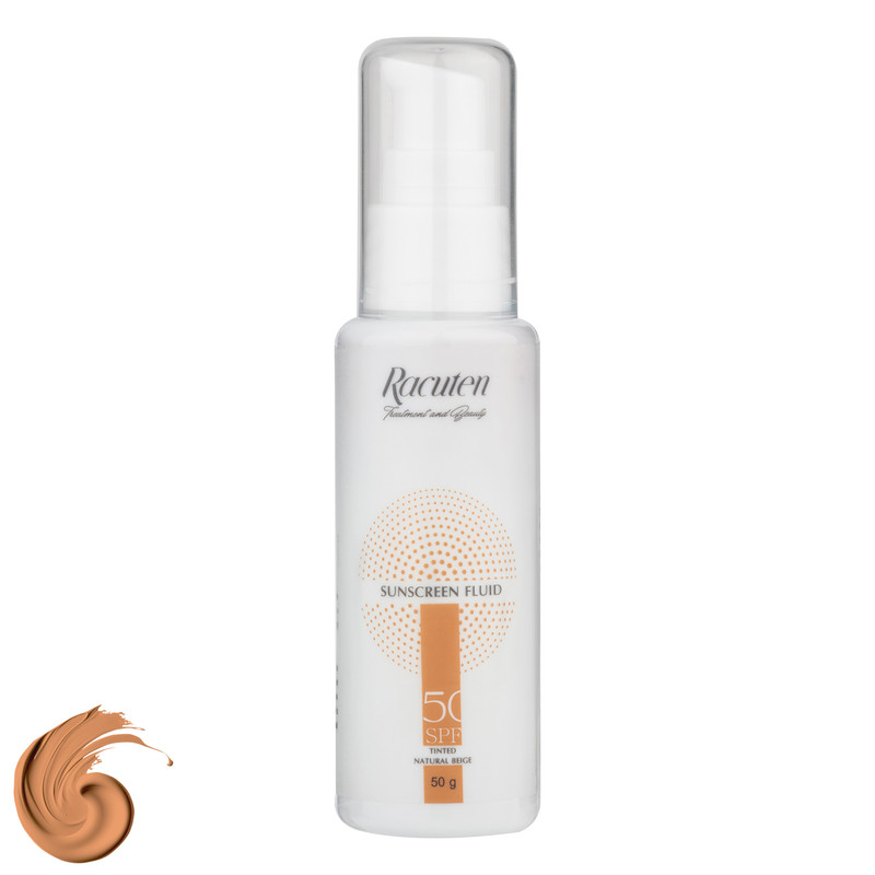 فلوئید ضد آفتاب رنگی راکوتن SPF 50 مدل 01 محافظ UVAUVBIR مناسب پوست چرب و مختلط وزن 50 گرم