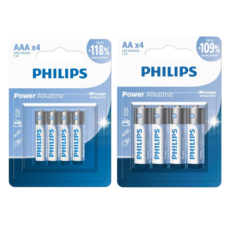 باتری قلمی و نیم قلمی فیلیپس مدل Power Alkaline بسته هشت عددی ابزارآوا