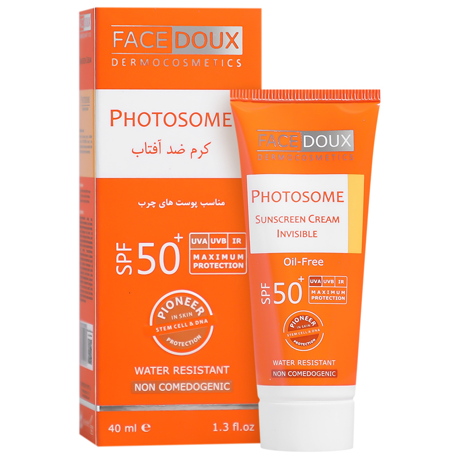 کرم ضد آفتاب فوتوزوم SPF50 فیس دوکس پوست چرب بی رنگ