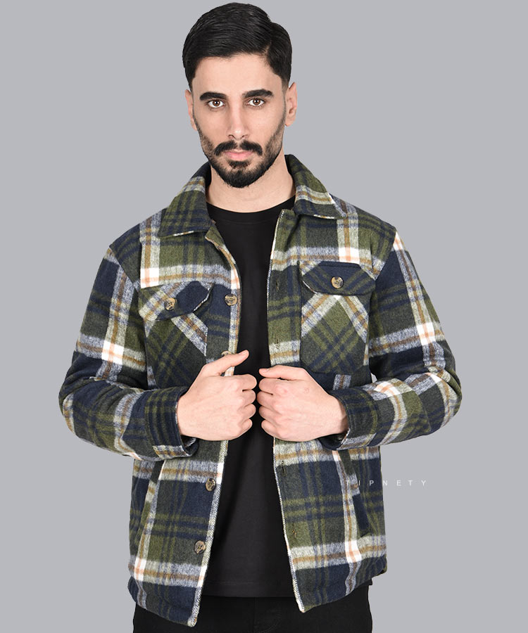 کاپشن پشمی مردانه مدل چهارخانه 7007