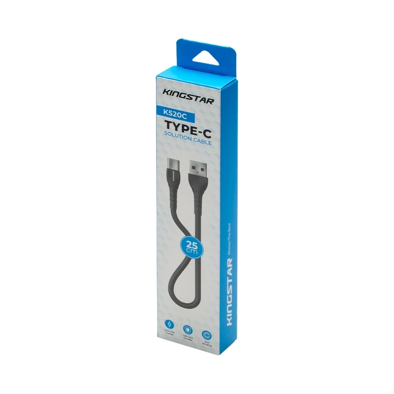 کابل کوتاه تایپ سی 2.1 آمپر کینگ استار K520C طول 25 سانتی متر