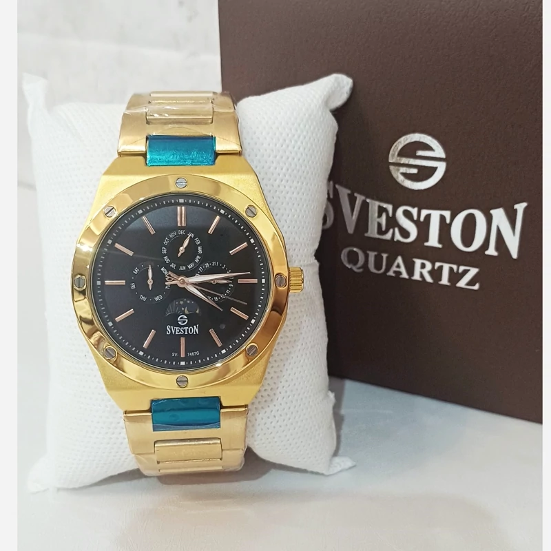 ساعت مردانه سویستون SVESTON سه موتوره فول تایم شب و روز دار ژاپن  میوتا اصل  مدل SV-7467G 