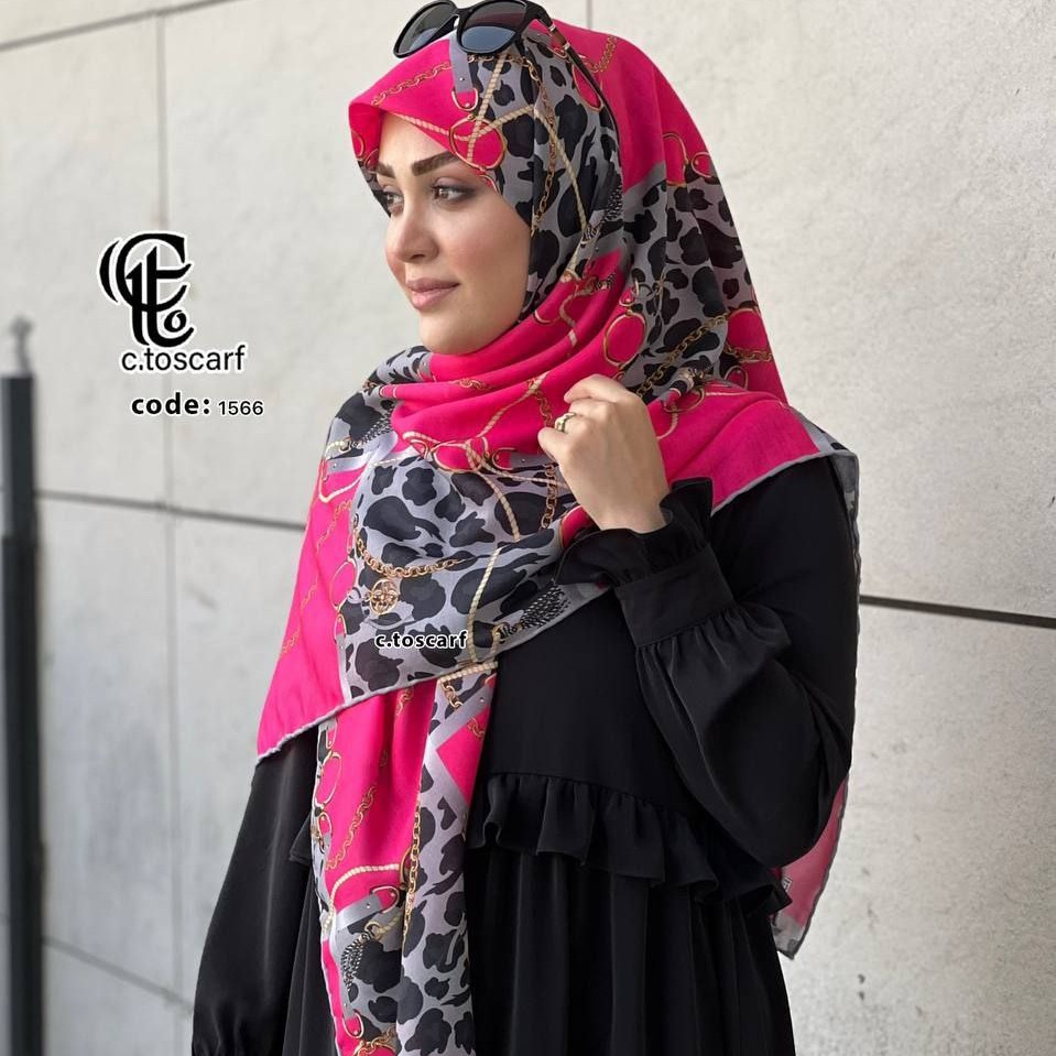 روسری طرح ارغوان نخ کاستوم سیتو قواره بزرگ 140 سانتیمتر چرخدوز سرخابی