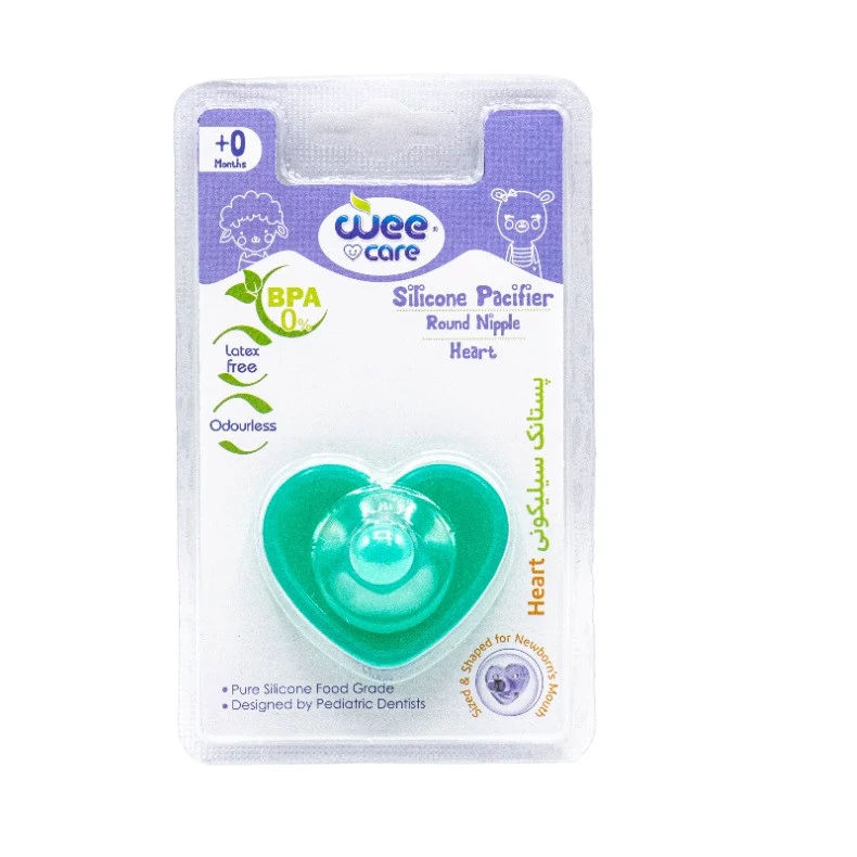 پستانک تمام سیلیکونی سرگرد وی کر مدل تازه متولدین New Born طرح قلب Wee Care-P130