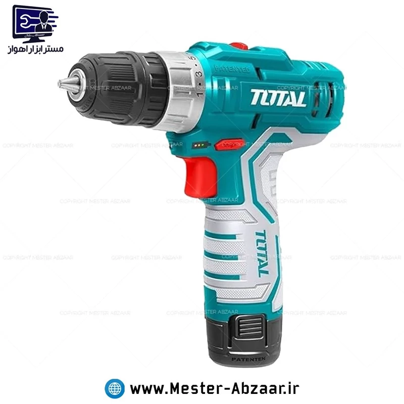 دریل پیچ گوشتی چکشی شارژی توتال 12 ولت مدل TDLI12202 دو باتری