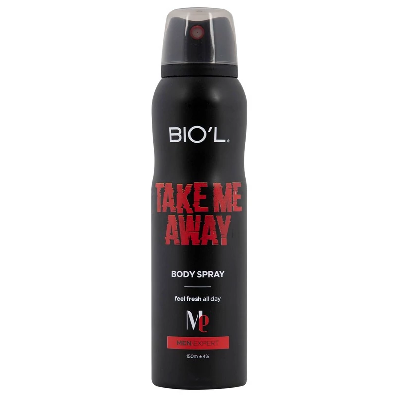 اسپری بدن مردانه بیول مدل TAKE ME AWAY حجم 150 میلیلیترBODY SPRAY BIOL FOR MEN