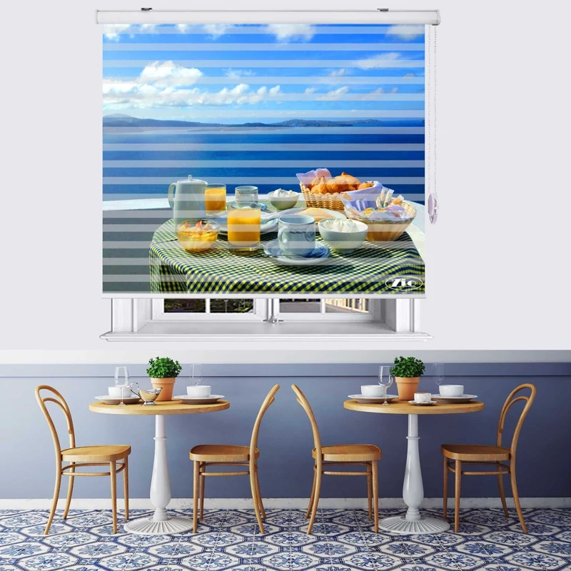 پرده زبرا زیو مدل صبحانه B7سایز 150x150 سانتی متر