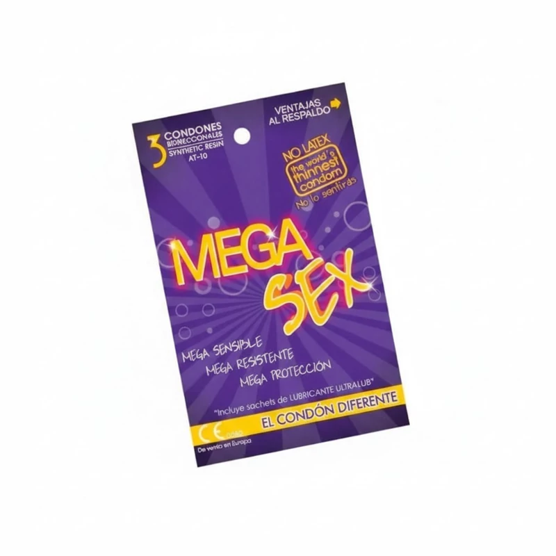 کاندوم بسیار نازک ضد حساسیت مگا  MEGA  ( بسته 3 عددی)