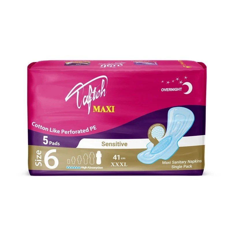 نوار بهداشتی بالدار تافته مدل ماکسی Maxi ویژه شب سایز XXXL بسته 5 عددی