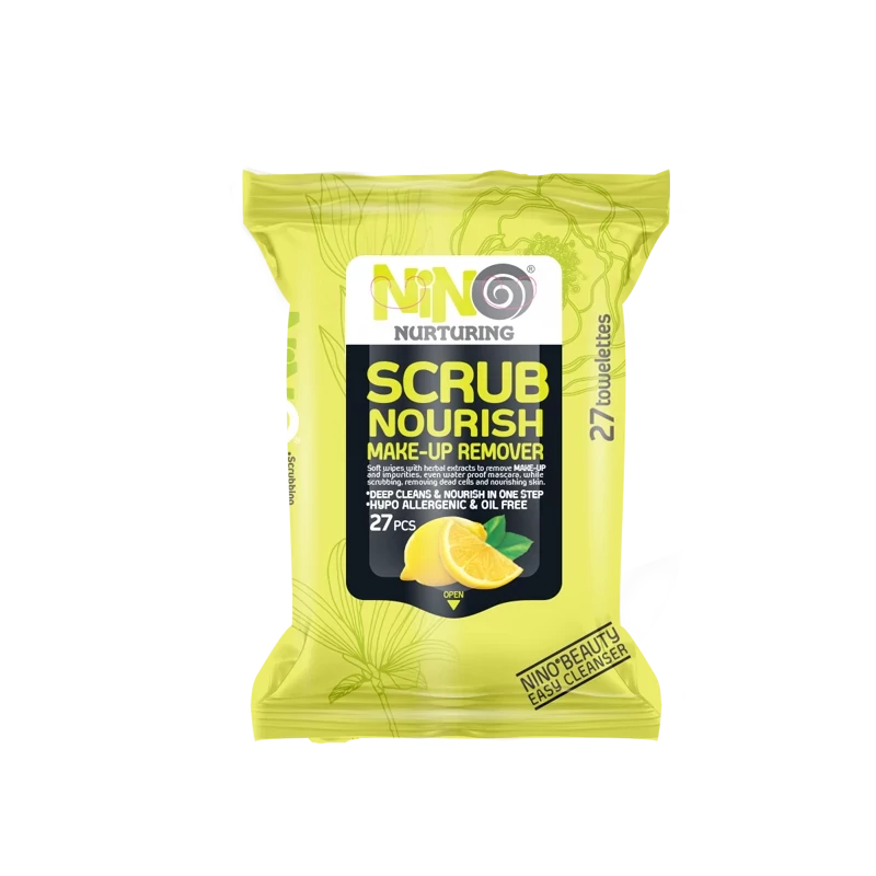 دستمال مرطوب پاک کننده آرایش لایه بردار نینو لیمویی Lemon