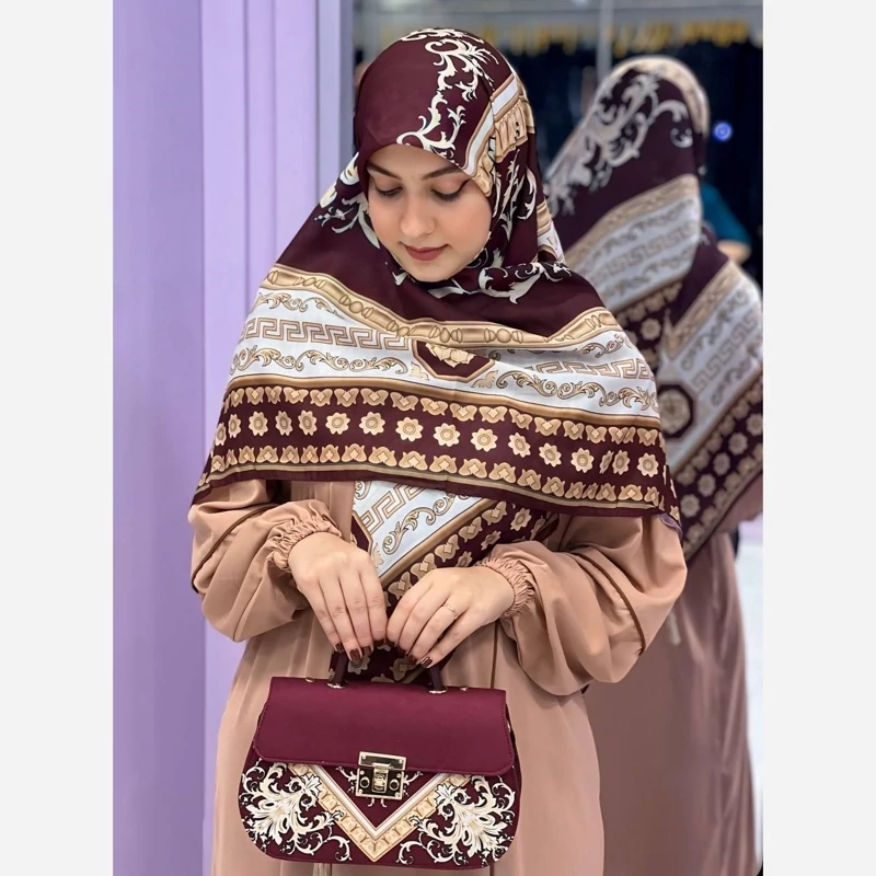 ست کیف و روسری یا شال طرح سورنا مشکی طوسی برند مونتلا 