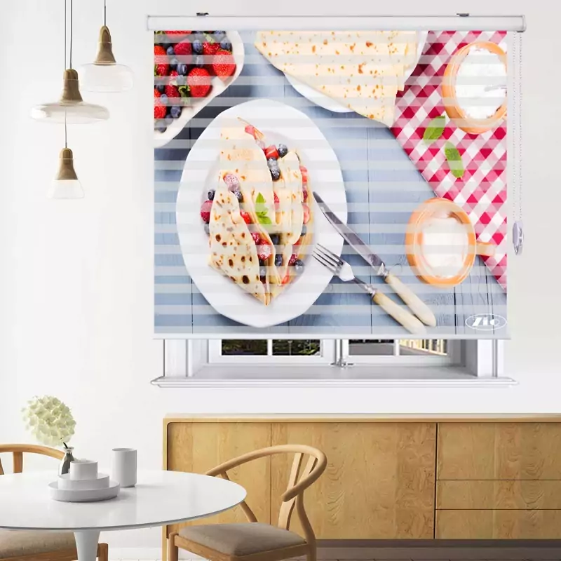 پرده زبرا زیو مدل صبحانه B3سایز 150x150 سانتی متر