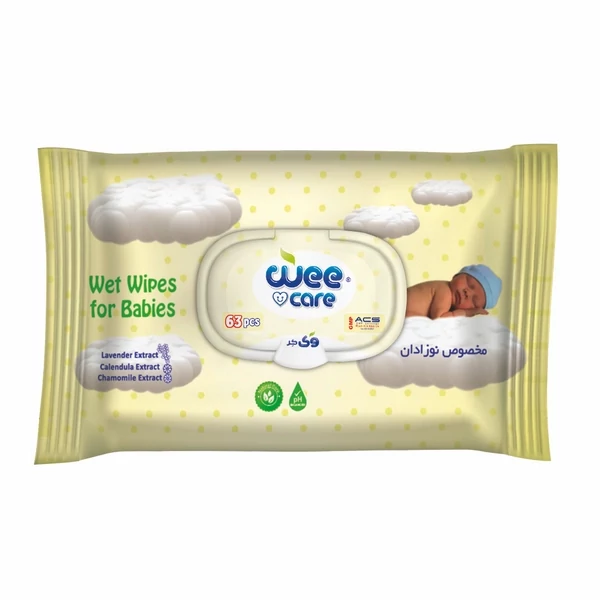دستمال مرطوب کودک وی کر مخصوص New Born تازه متولدین 63 برگی