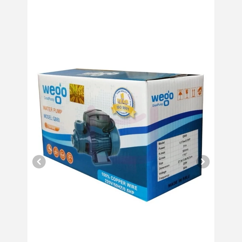 پمپ آب خانگی نیم اسب سیم پیچ مس ویگوQB60