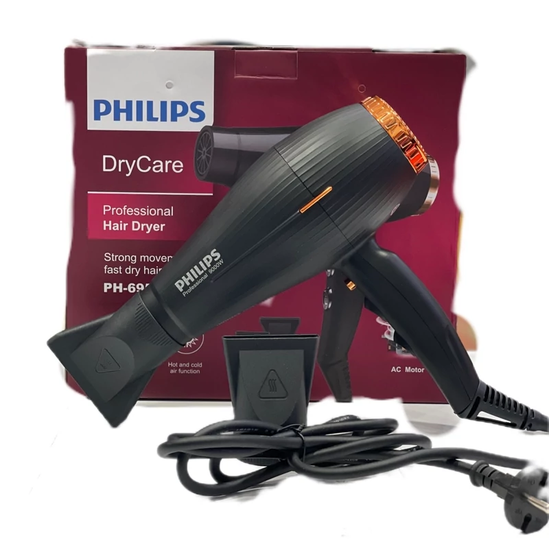 سشوار متور سالنی مارک فلیپس   PHILIPS 6958  اصل اورجینال هلند   متورAC سیم پیچی  چهارحالته   توان قدرت پرتاب متور 9000وا