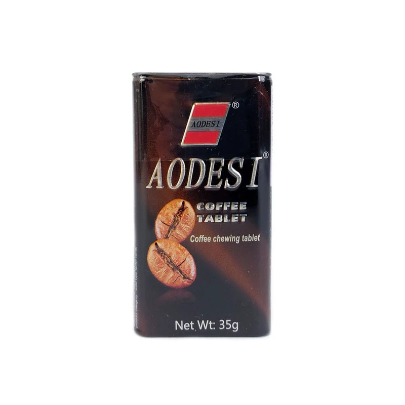 قرص خوشبو کننده دهان با طعم اسپرسو جعبه فلزی 35 گرم آئودسی AODESI coffee tablet