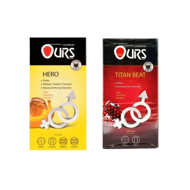 کاندوم تاخیری خاردار و شیاردار اورز مدل Hero بسته 12 عددی