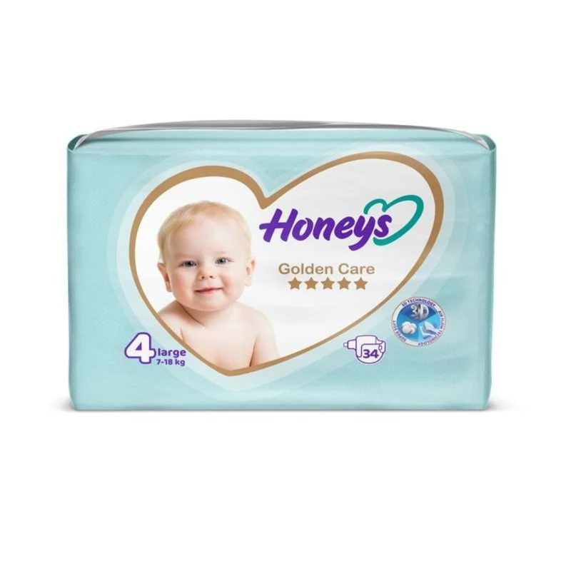 پوشک بچه هانیز مدل اقتصادی سایز 4 بسته 34 عددی