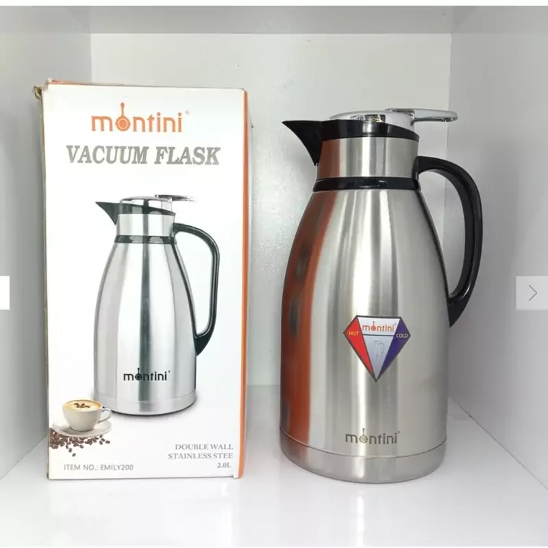 فلاسک دو لیتری استیل مونتینی وارداتی پسکرایه فلاسک بدون شیشه ، فلاسک چای ، فلاسک مسافرتی ، فلاسک جهیزیه ، فلاکس montini