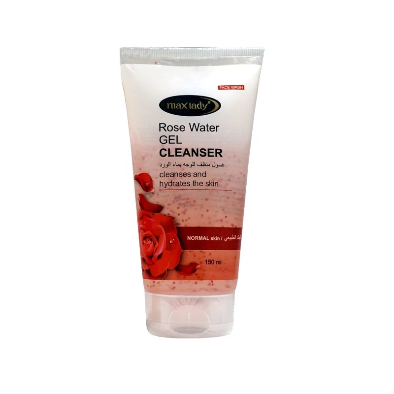 ژل شستشو صورت مکس لیدی مدل rose water حجم 150 میلی لیتر