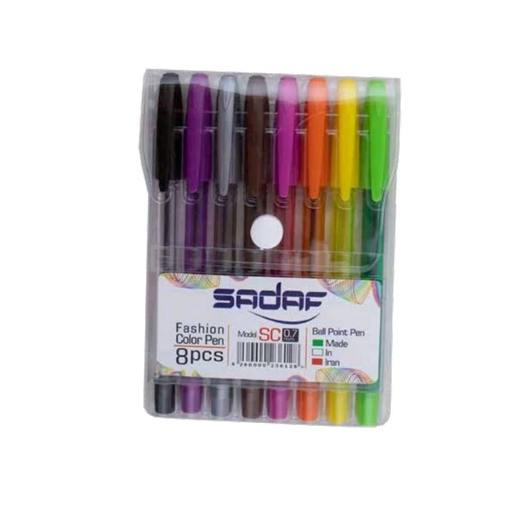 خودکار رنگی 8 رنگ صدف نوک 0.7 (1 بسته)