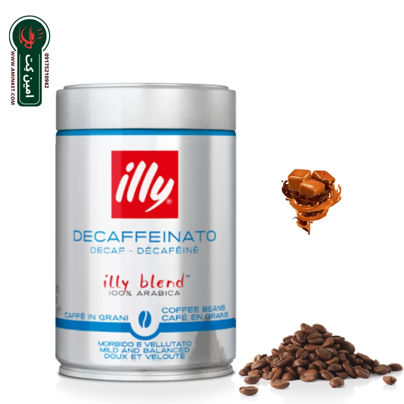 دانه قهوه ایلی  مدل دیکافئیتاتو بدون کافئین illy Decaffeinato Whole Bean 250g