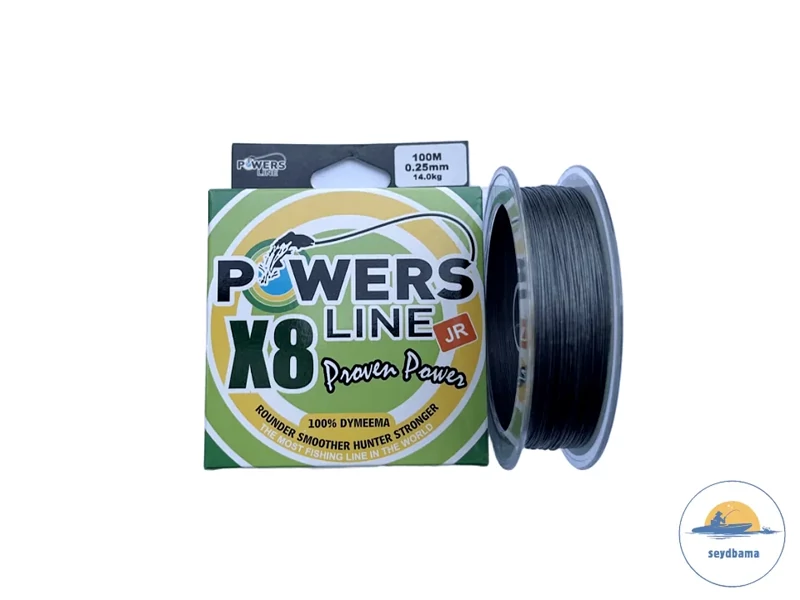 نخ ماهیگیری ابریشمی 100 متری برند پاور لاین 8 لایه مناسب چرخ ماهیگیری و چوب ماهیگیری 