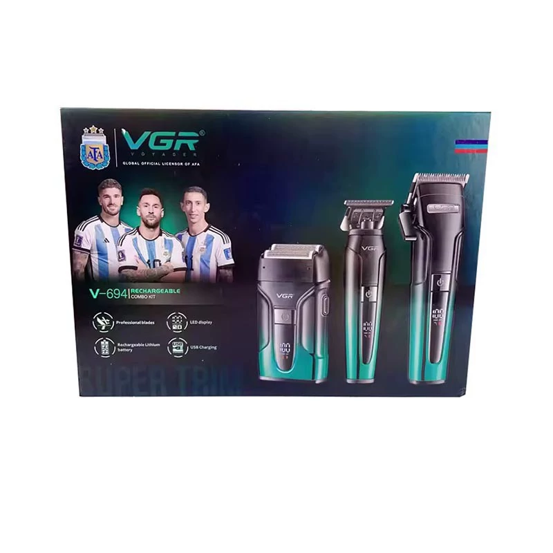 ست ماشین اصلاح سه کاره ( شیور و خط زن و حجم زن )موی سر و صورت وی جی آر V-694 ورژن جدید 694 ( گناوه مارکت