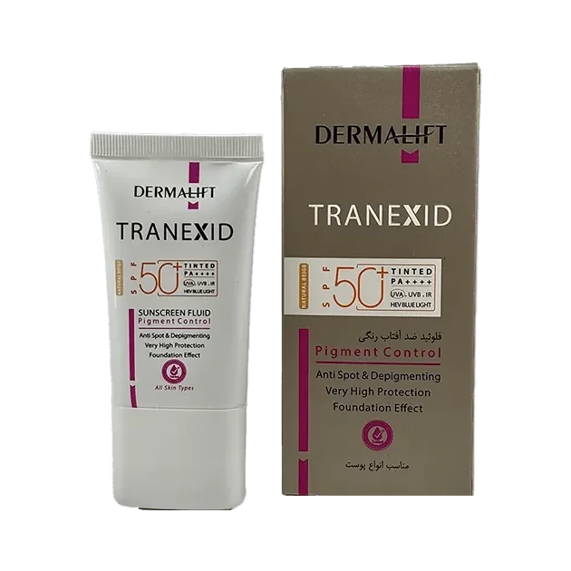 کرم ضد آفتاب ضد لک رنگی صورت درمالیفت Spf 50 مدل ترنکسید محافظ uvb uva مناسب انواع پوست حجم 50 میلی لیتر