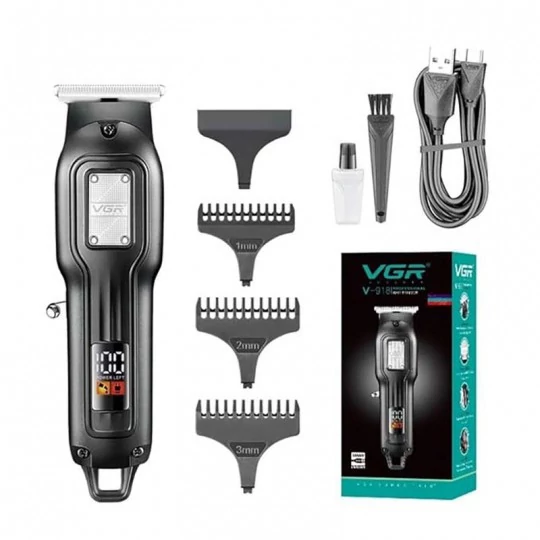 ماشین اصلاح سر و صورت و ریش تراش وی جی آر خط زن و صفر زن شارژی V-918 ورژن جدید ( خرید عمده و تکی گناوه مارکت )