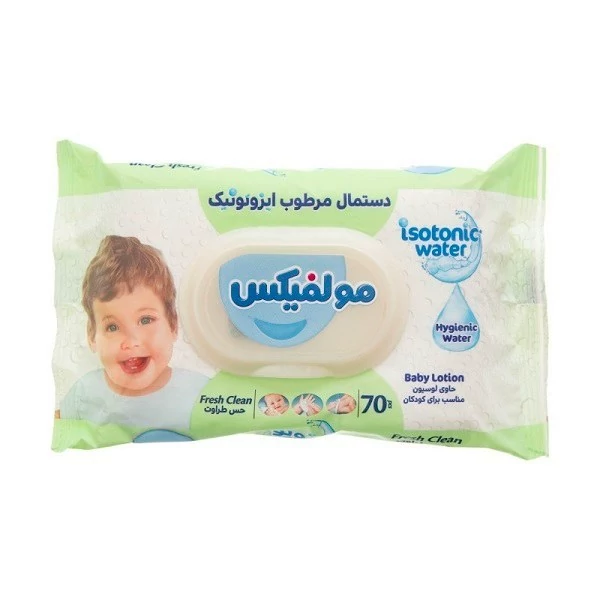 دستمال مرطوب کودک مولفیکس مدل ایزوتونیک واتر بسته 60 عددی