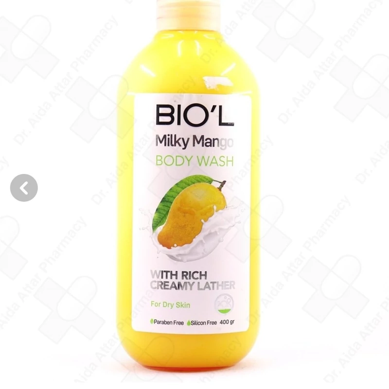 شامپو بدن کرمی شیر و انبه مناسب برای پوست های خشک 400 میل بیول Milk and mango cream body shampoo suitable for dry ski...
