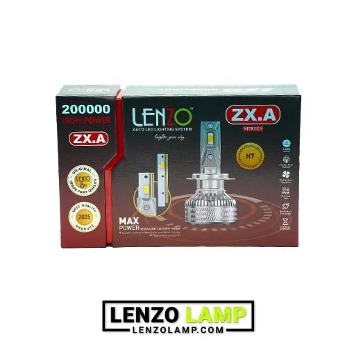 لامپ هدلایت پایه H4 زرد آفتابی فابریک (نور بالا پایین دوکنتاکت) مدل ZX.A برند لنزو اورجینال با گارانتی معتبر (2عددی)