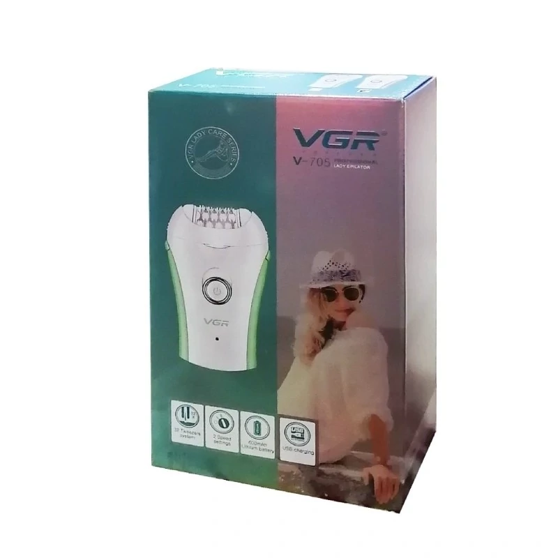 اپیلاتور صورت و بدن وی جی آر V-705 شارژی موکن اپیلیدی و ماشین اصلاح 705 ورژن جدید ( خرید عمده و تکی شیور گناوه مارکت )
