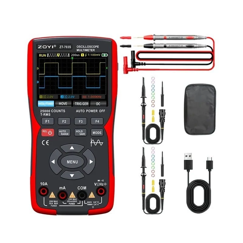 اسیلوسکوپ دیجیتال پرتابل دو کاناله 50MHz سه کاره ZOYI ZT-703S