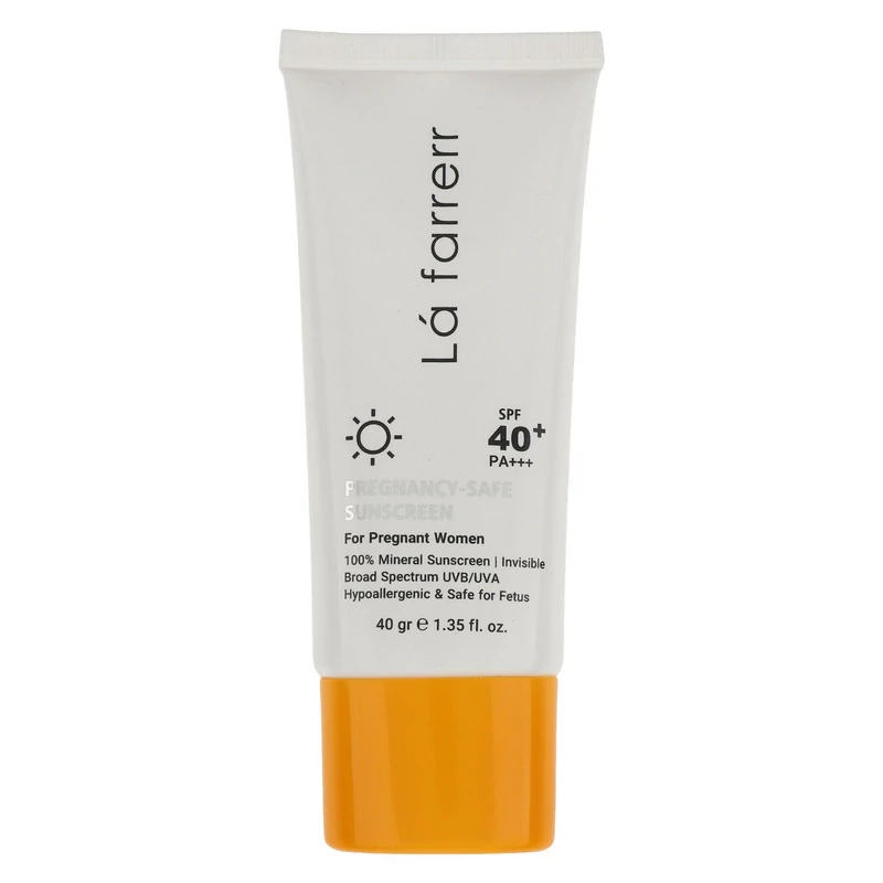 کرم ضد آفتاب بدون رنگ لافارر SPF 40 مدل PREGNANCY SAFE، مناسب پوست بانوان باردار حجم 40 میل