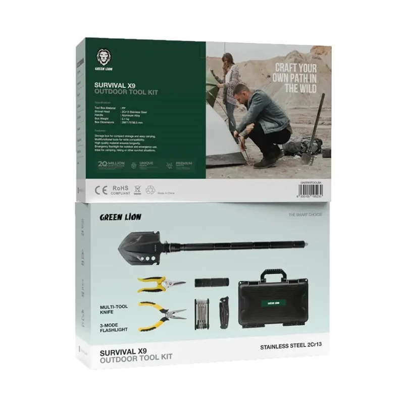 کیت ابزار بقا گرین لاین مدل Survival X9 | همراه ضروری برای سفر، کمپ و شرایط اضطراری