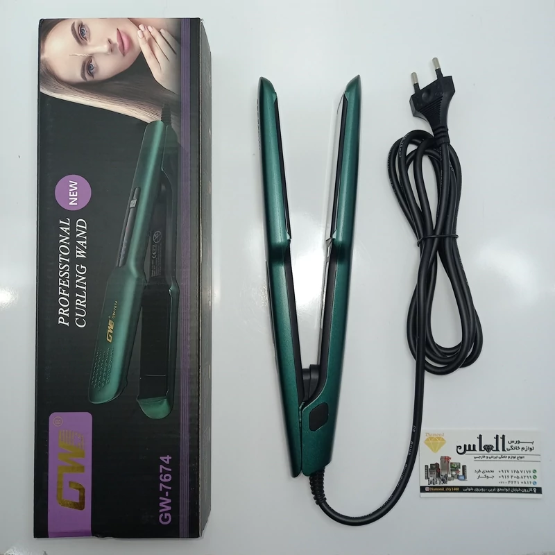 اتو مو حرفه ای وارداتی صاف GW  با رنگ شکیل کله غازی و با قابلیت تنظیم درجه از 160 تا 220 ، اتو مو حالت دهنده ، اتوی مو