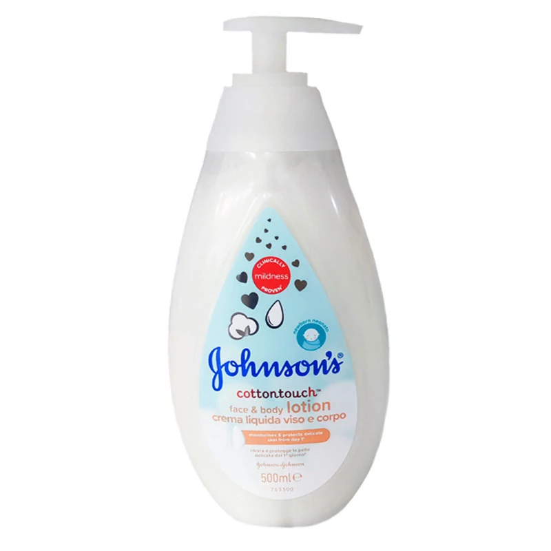 لوسیون صورت و بدن جانسون مدل Johnson's CottonTouch مخصوص کودکان حجم 500 میل اروپایی
