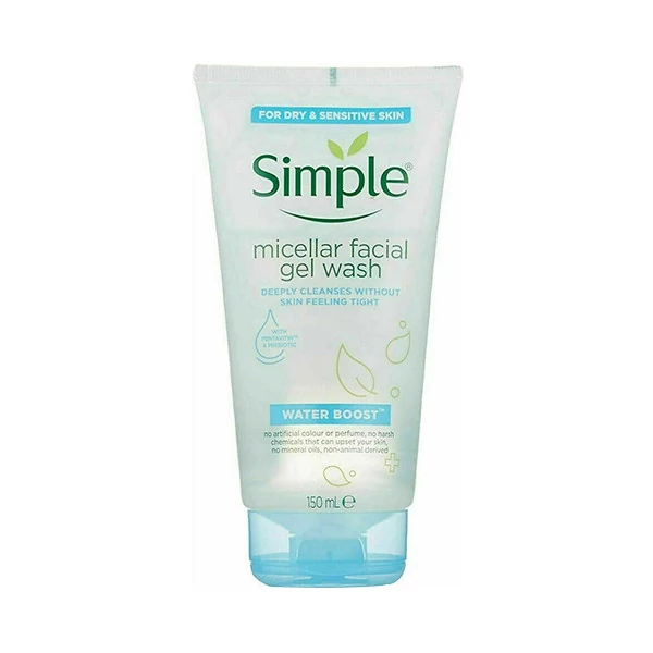 ژل شستشوی صورت میسلار واتر بوست آبرسان سیمپل Simple Micellar Gel Wash Water Boost سیمپل 150ml