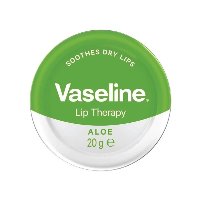 بالم لب وازلین فلزی اورجینال لهستانی (Vaseline) مدل آلوئه ورا (Aloe Vera) - وزن 20 گرم درمان خشکی لب و ترک لب 