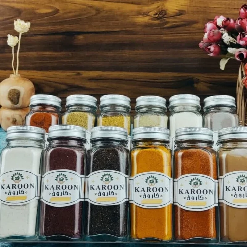 جا ادویه مکارتی شیشه ای گرد (11سانتی) کارون