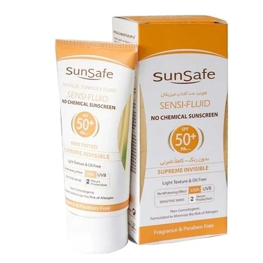 کرم ضد آفتاب بدون رنگ سان سیف SPF 50 مدل SENSI مناسب پوستهای حساس حجم 50 میلی لیتر