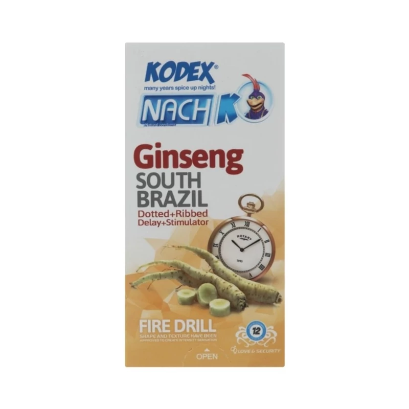 کاندوم تاخیری و گرم کننده جینسینگ کدکس مدل Ginseng بسته 12 عددی تاریخ تا 2030
