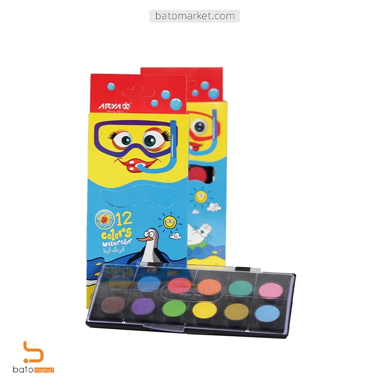 آبرنگ 12 رنگ بزرگ طرح کمان آریا 5009