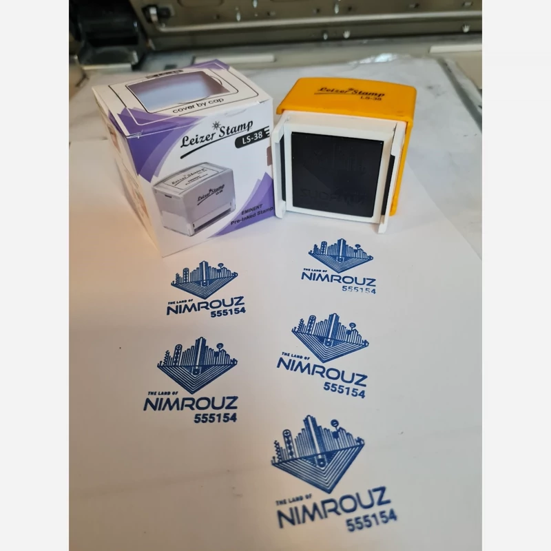 مهر امضاء لیزری مربع  تک رنگ قهوه ای Leizer Stamp LS-38 پس کرایه
