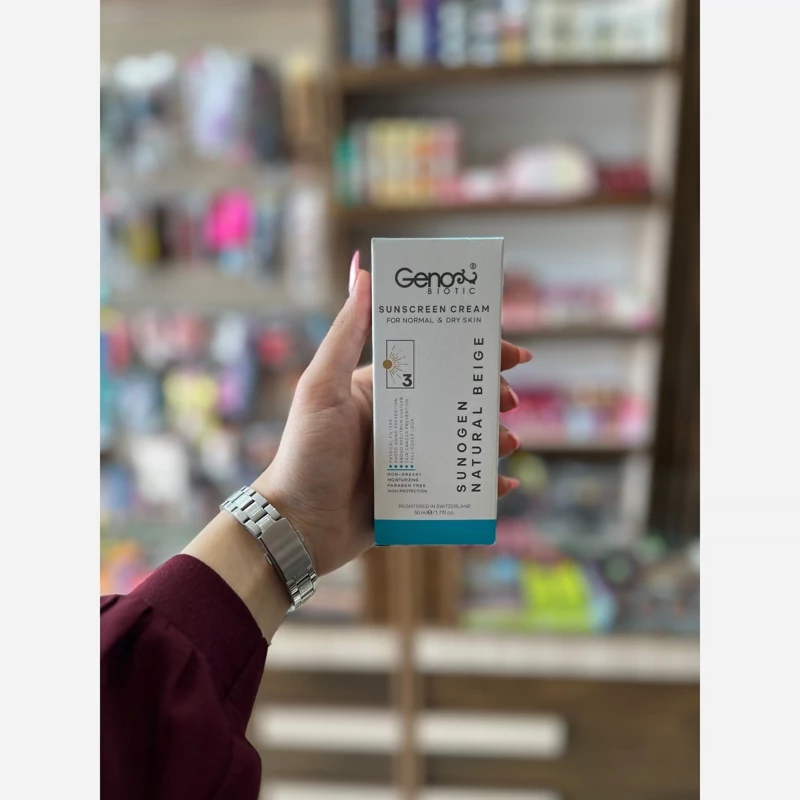 کرم ضد آفتاب بژ طبیعی ژنوبایوتیک با SPF50