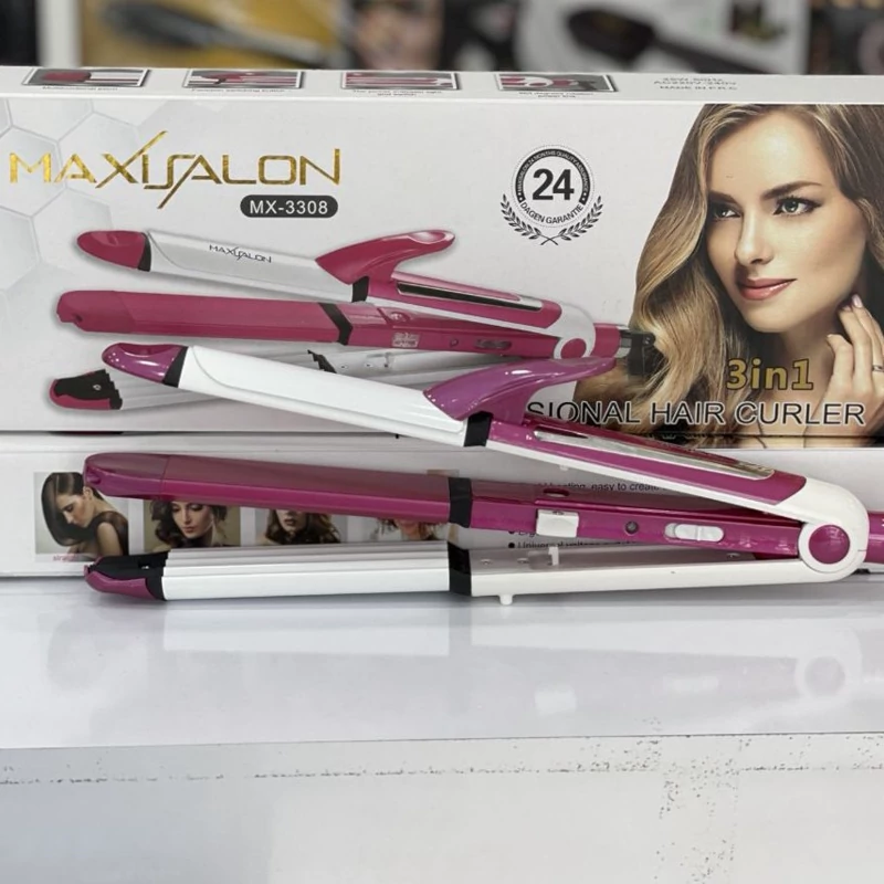 اتو مو 3 کاره حرفه ای MAX SALON مدل MX-3308 با کیفیت