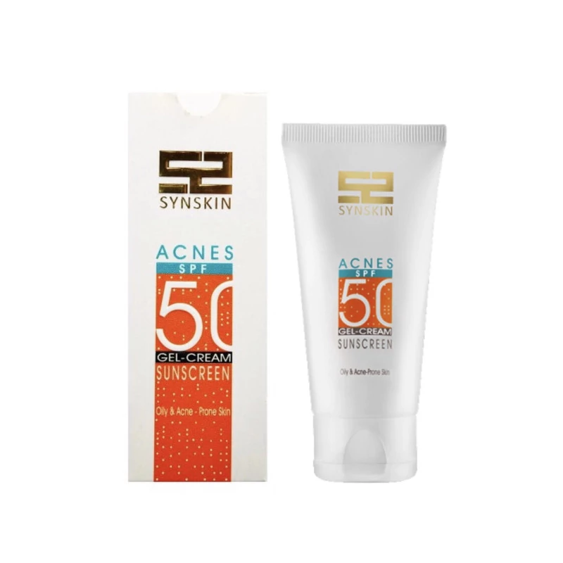 کرم ژل ضدآفتاب سایناسکین SPF50 مدل Acnes حاوی محافظ UVA وUVB مناسب انواع پوستهای چرب و جوشدار و مستعد آکنه حجم 50 میلی