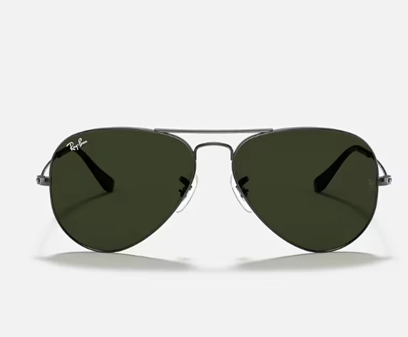 عینک ریبن خلبانی شیشه سنگ آبی هایلایت فریم نقره ای به همراه پک کامل ریبن کد Rayban RB 3025
